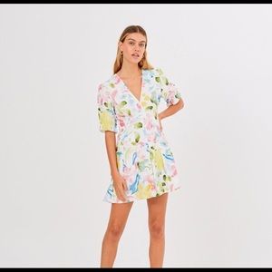 Finders Keepers PAINTED IVORY BRUSHSTROKE Mini Dress